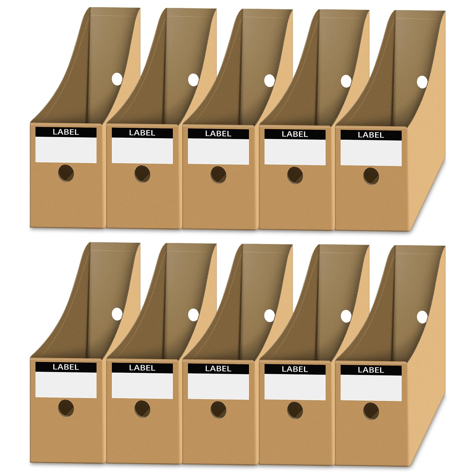 DUDSOEHO Magazine File Holder【10 Pack】- Cardboard Magazine Holder with Labels, A4 File Holder Document Storage Folder Dividers Desktop Organiser for Home School Office