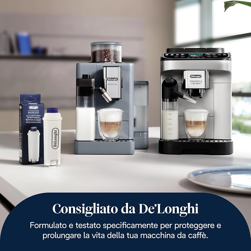 DLSC002 Filtro Addolcitore per Acqua Macchina Caffè Automatiche, Ricambio Filtro Macchina Caffè della Serie Ecam, Utile e facile da installare nel serbatoio dell'acqua, MADE IN ITALY