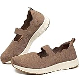 ZUXYAFU Women's Mary Jane Flats Knit Ballet Flats Comfort Casual Ballerina Walking Dressy Slip-on Shoes with Strap