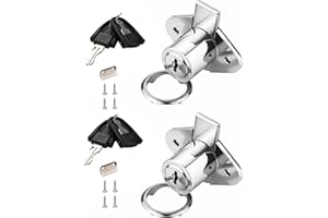 XIEHE 801 Office Furniture Desk Drawer Lock Cabinet Door Locker with 2 Keys 7/8 in. Outside Diameter (2 Packs, chome, keyed different2)