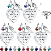 Aurelema 5 Pieces Heart Urn Necklace for Ashes Women Urn Stainless Steel Necklace Cremation Jewelry with 12 Birthstones for Ashes Always on My Mind