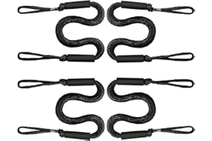 XUANNIAO Bungee Dock Line Mooring Rope Boat Accessories Docking Lines PWC Dockline for Boats Kayak, Jet Ski, Pontoon, Canoe, Power Boat WaveRunner, 4 Pack (Black, 4-5.5)