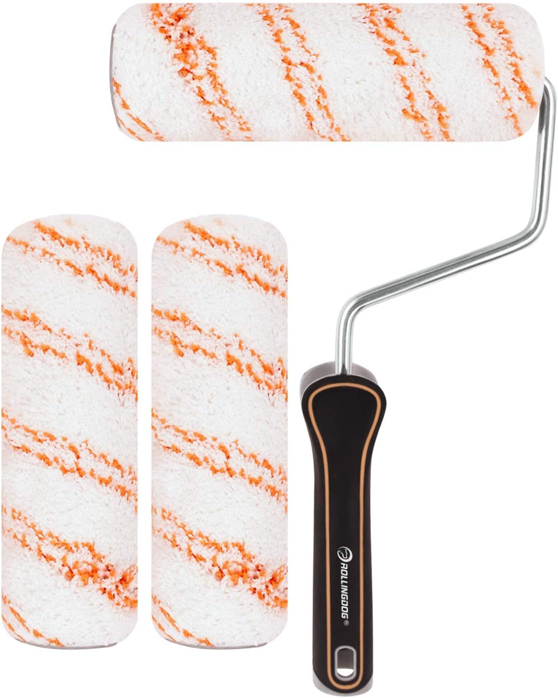 ROLLINGDOG 7 inch Microfiber Paint Roller Set including 3PCS Durable Roller Cover Sleeves for wall and Ceilings Painting (4 Pack)