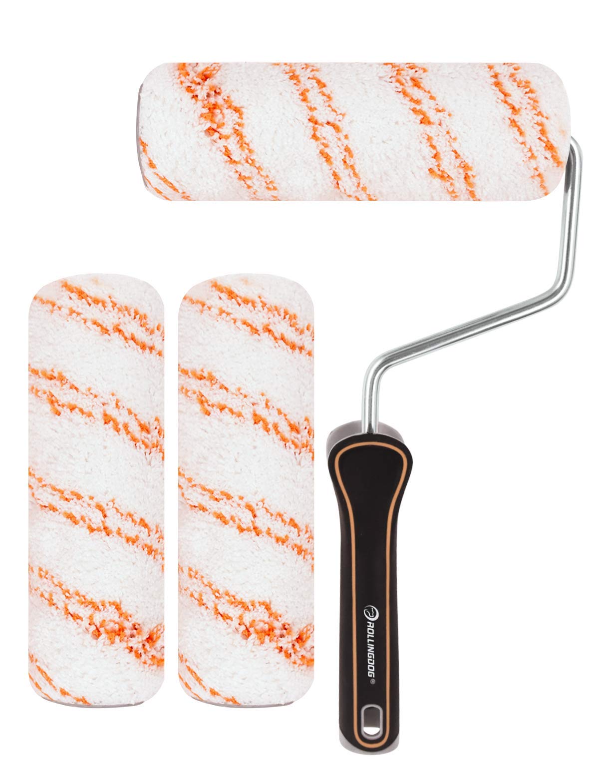 ROLLINGDOG 7 inch Microfiber Paint Roller Set with 3PCS Durable Roller Cover Sleeves for wall and Ceilings Painting (4 Pack)