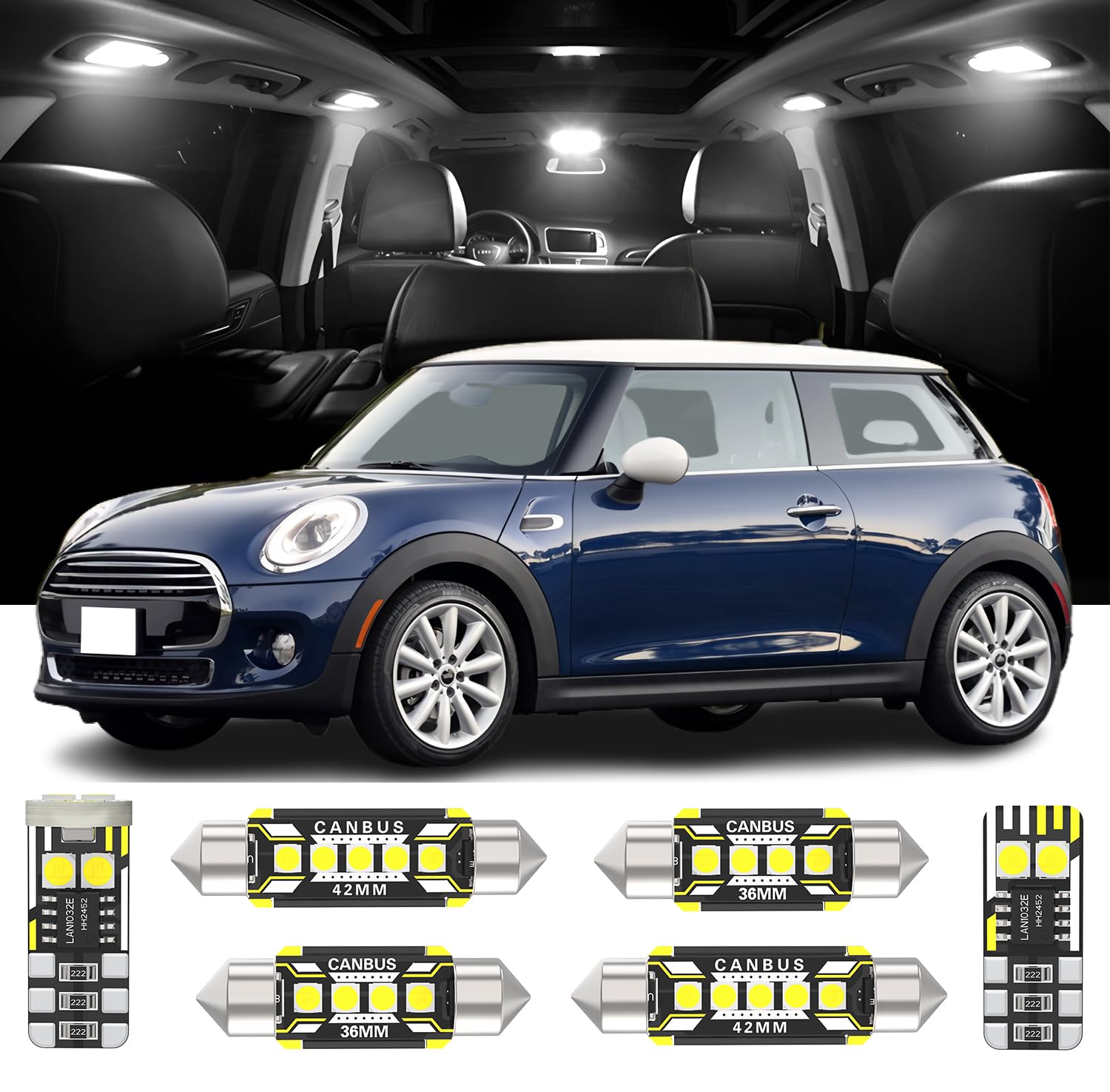 Atenquru 18 Pieces LED Interior Lights Kit Replacement for MINI R56 F56 ...