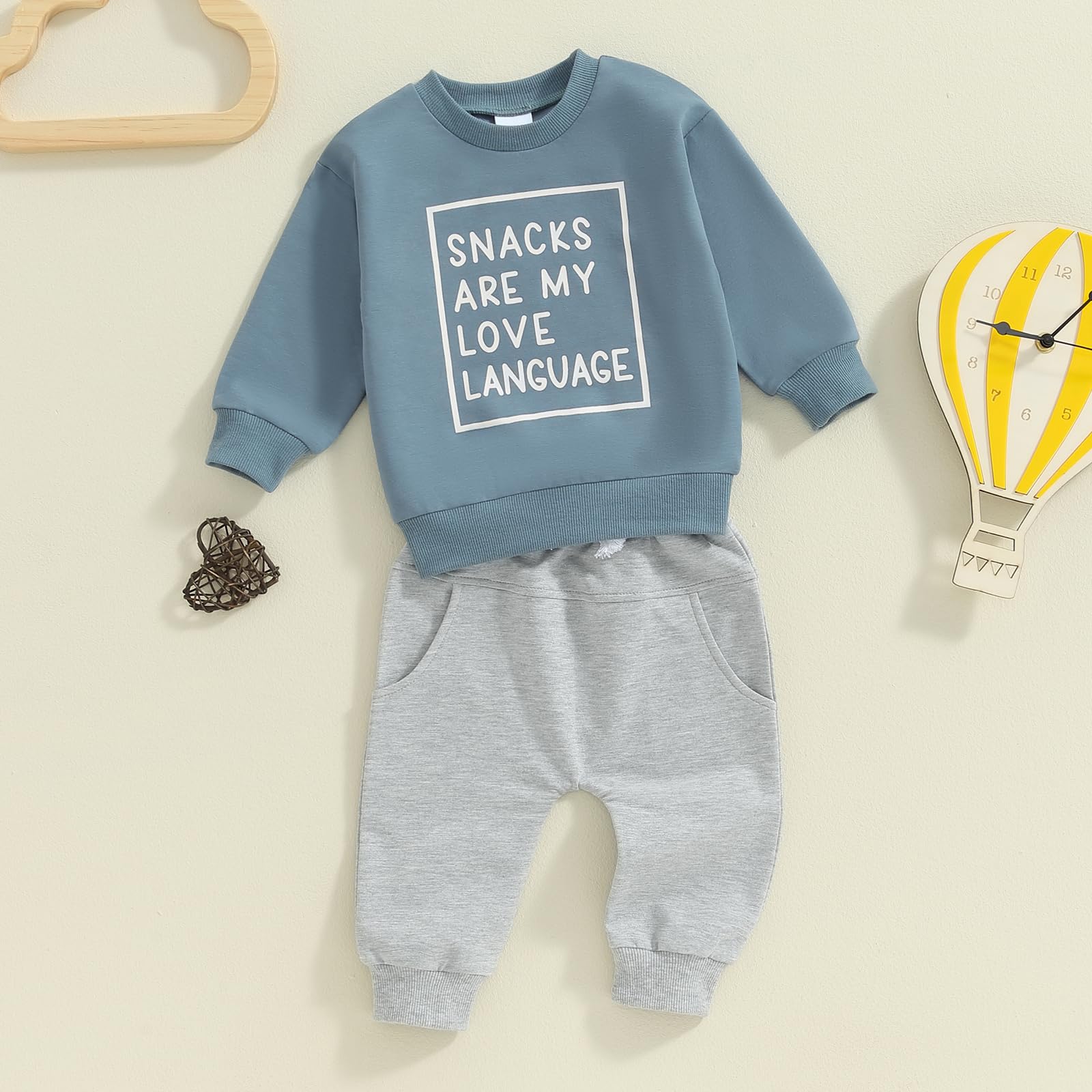 Sejardin Toddler Baby Boy Fall Winter Outfit Long Sleeve Letter Print Sweatshirts and Jogger Pants Infant Boy Clothes
