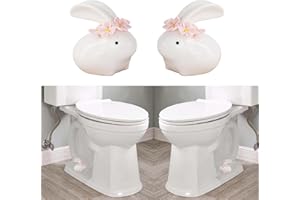 RENUIS 2 Pcs Ceramic Bunny Toilet Floor Bolt Caps,Cute Animal Toilet Screw Caps Decorative,Toilet Bolt Figurine,Toilet Bowl Cap Covers,Decorative Bathroom Toilet Bolt Easy Installation (Bunny-02pink)