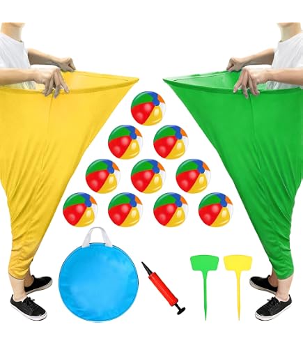 Granny Pants Yard Game – 4 Pantalones Elásticos Gigantes Con 8 Pelotas Rebotadoras, Divertido Juego De Relevos Hinchables Para Fiestas Al Aire Libre, Ideal Para Niños Y Adultos