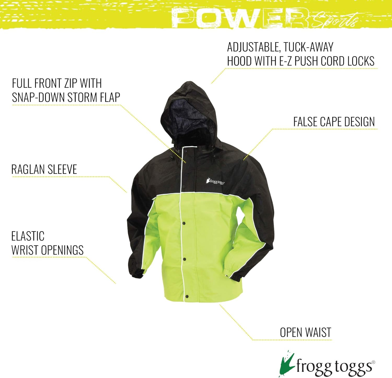 FROGG TOGGS Men's Road Toad Frogg Eyzz Reflective Waterproof Rain Jacket: Clothing