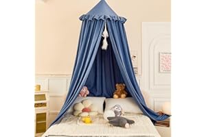 dix-rainbow Princess Decor Canopy for Kids Bed, Soft and Durable Bed Canopy for Girls Room Tent Canopy Dreamy Mosquito Net Bedding, Children Reading Nook Canopies Indoor (Blue)