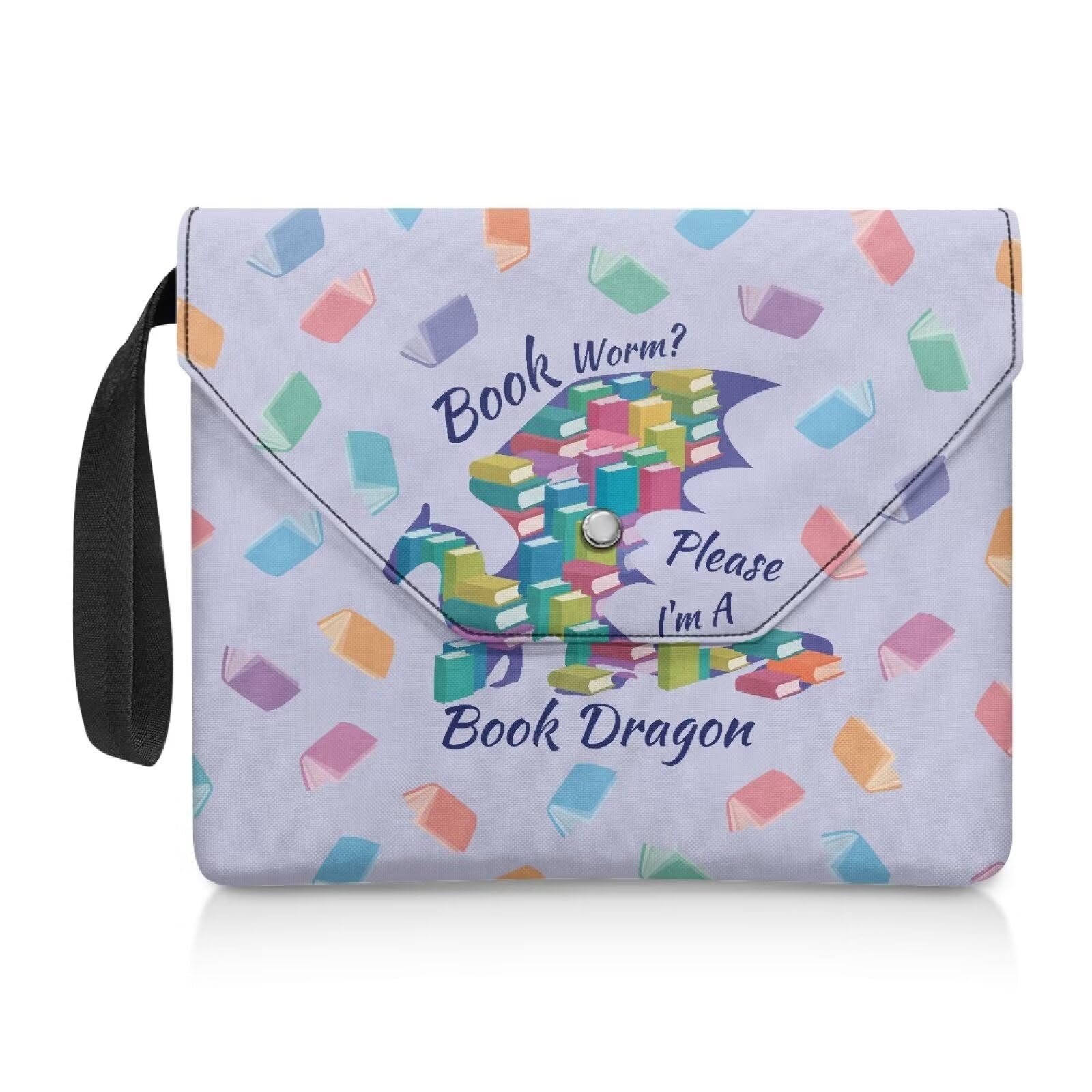 NETILGEN Book Sleeve Book Protector Cover for Paperback Notebook Bible Journal, Washable Book Pouch Bookbag Reader Gift Book Worm Gifts, Book Dragon Purple