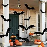 12Pcs Halloween Hanging Bats, 3D Halloween Yard Outdoor Decoration | 3 Styles Large Flying Bats Outdoor Decor for Hanging in The Tree, Porch, Yard, Lawn, Indoor Outdoor Halloween Decorations