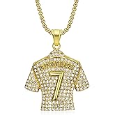 HAILIWEI Number 7 Soccer Jersey Pendant Necklace, No.7 Soccer Jersey Ball Necklace for Men Women, Titanium Steel Necklace Pendant, No.7 Football Star Necklace