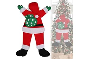 KINBOM Christmas Hanging Santa Claus, 54.4in Christmas Outdoor Decoration for Christmas Tree Large Climbing Santa Claus Crashing into Tree for Roof Chimney Porch Door Yard