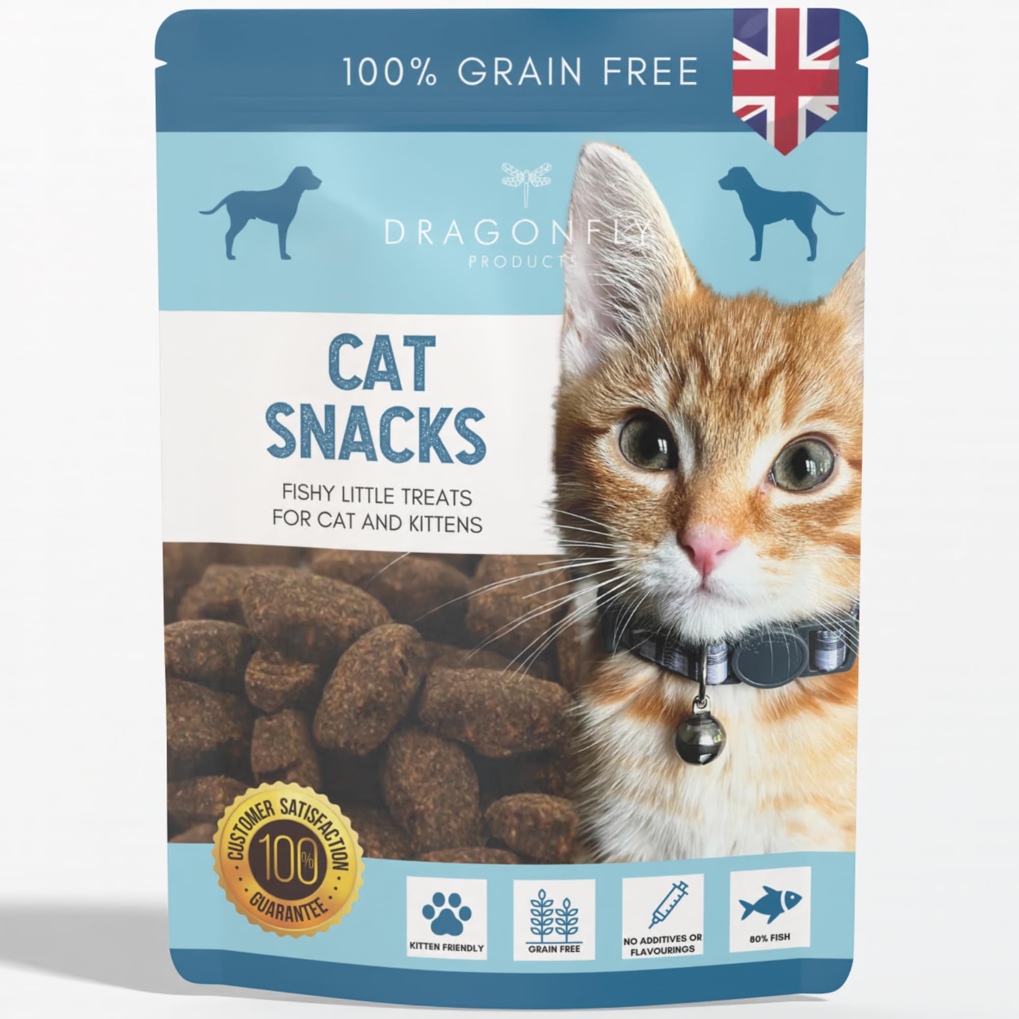 Dragonfly Products Cat Snacks Natural Fish Treats | Healthy Grain Free Biscuits | Suitable for Kittens | Low Fat | 1000 treats (500g)