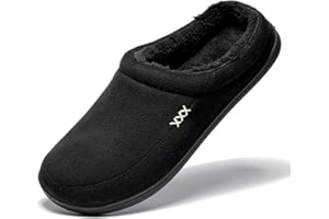 NewDenBer Men's Warm Memory Foam Suede Plush Fleece Lined Slip on Indoor Outdoor Clog House Slippers