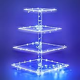 weddingwish Cupcake Stand, 4-Tier Square Acrylic Cupcake Display Stand with LED String Lights Dessert Tower Pastry Stand for Birthday or Wedding Party