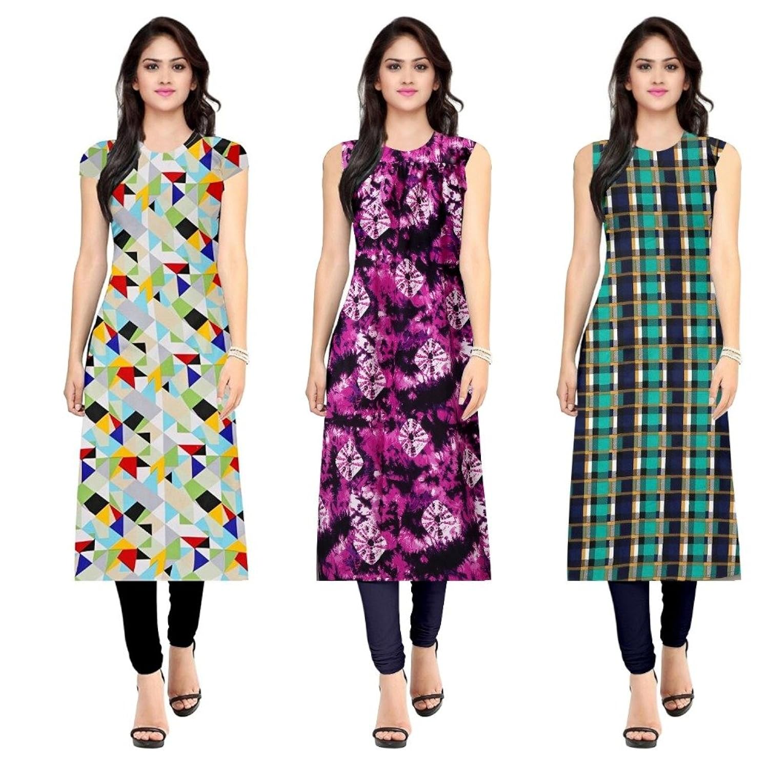 pramukh fashion women's crepe semi-stitched kurti(m-177_multicolour_free size)