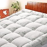 Mattress Topper Queen Size, Cooling Extra Thick Breathable Viscose Made from Bamboo Mattress pad, Soft Quilted Fitted Mattres