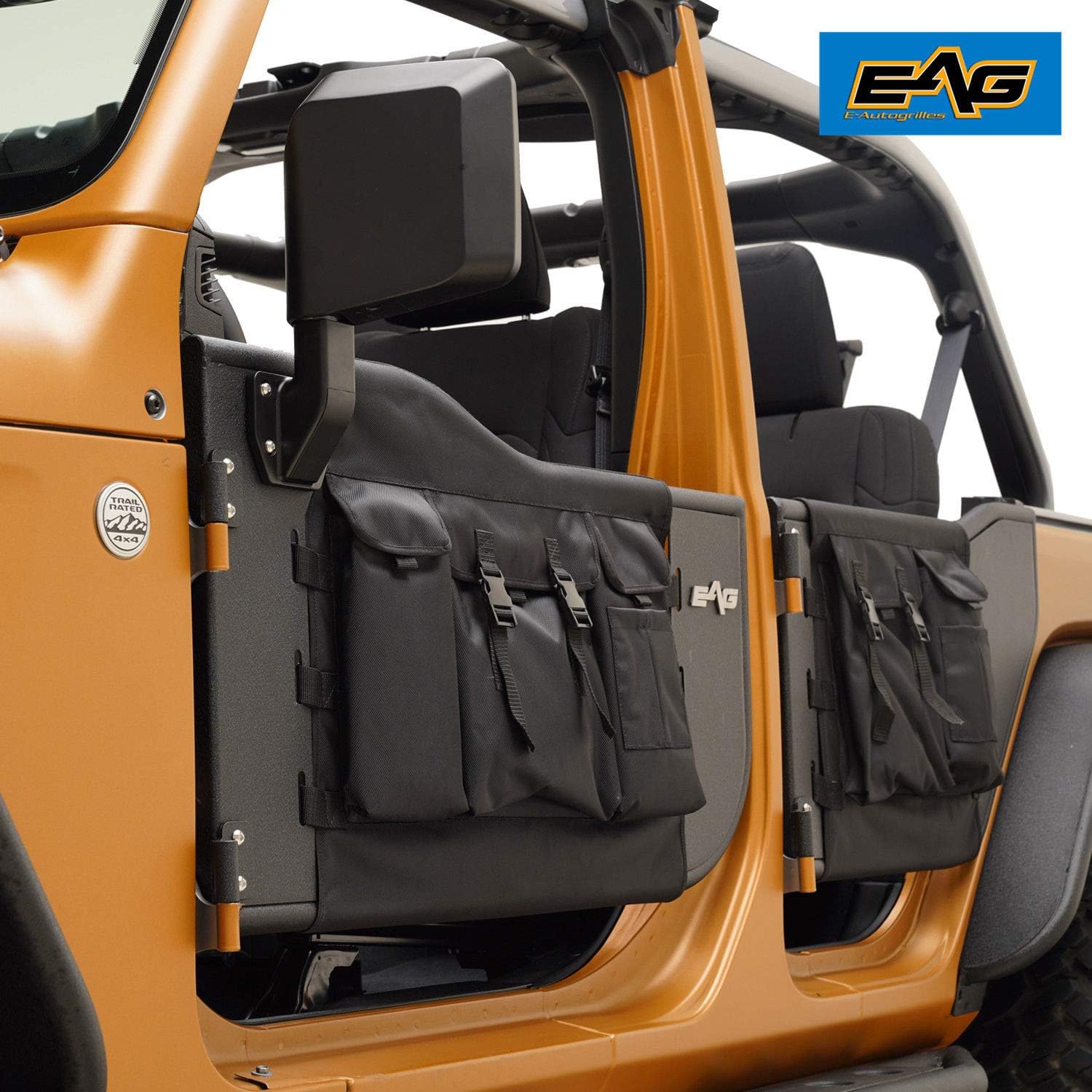 EAG Pocket Tubular Door with Reflection Mirror Fit for 18 19 Jeep Wrangler JL 4 Door Only