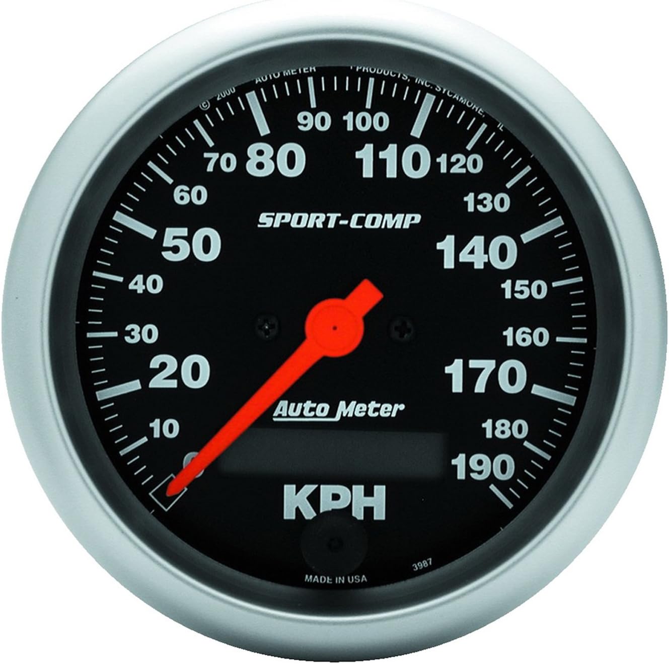 AutoMeter 3987-M Gauge, Speedometer, 3 3/8", 190Km/H, Elec. Prog. W/LCD Odo, Sport-Comp