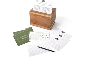 Remi and Rain Rustic Wooden Recipe Box with 50 Water Resistant Recipe Cards and Dividers | Large Recipe Box 4x6