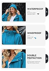 Zando Womens Rain Jacket with Hood - Travel Rain