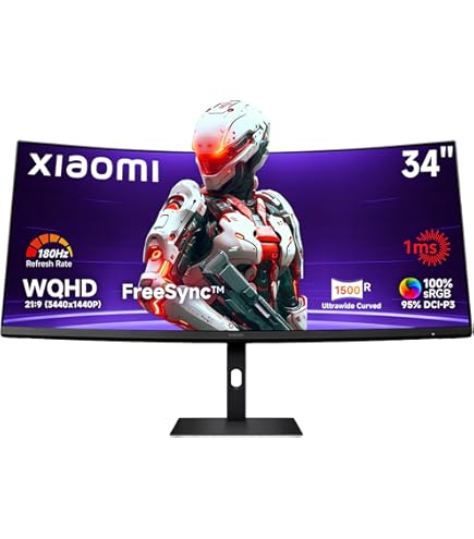 Amazon.com: XIAOMI 34-inch Curved Gaming Monitor, 180Hz Refresh