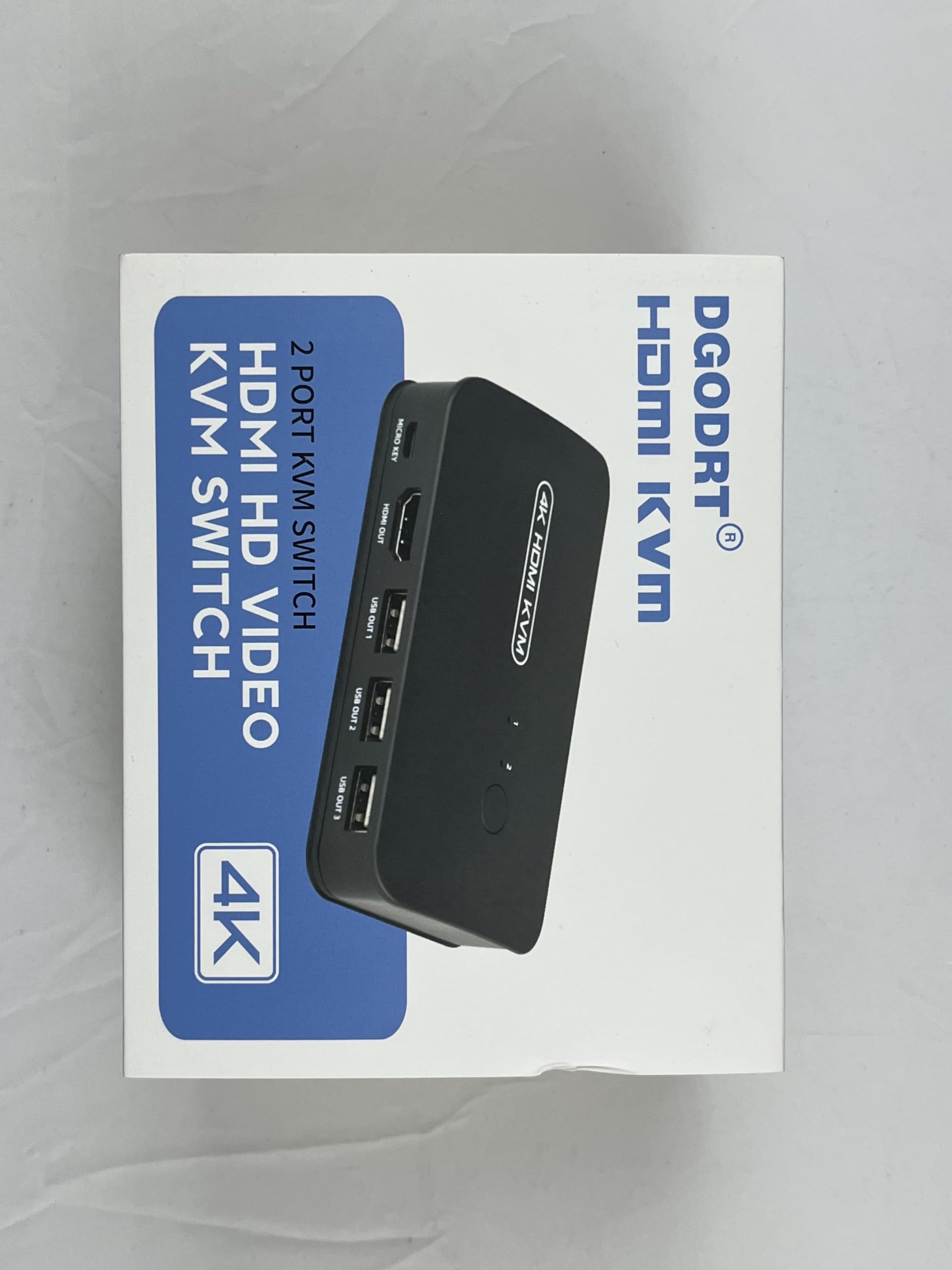 DGODRT HDMI USB KVM Switch 2 Port Selector Box for 2 Computers Share Keyboard Mouse Printer and 1 HD 4K Monitor, 2 KVM Cables Included