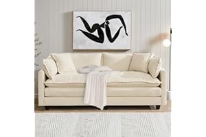 SoarFlash 71.6" Chenille Sectional Sofa, Comfy Modular Loveseat Sofa, Modern 2-Seat Couch Deep Seat Sofa Set for Living Room,Beige