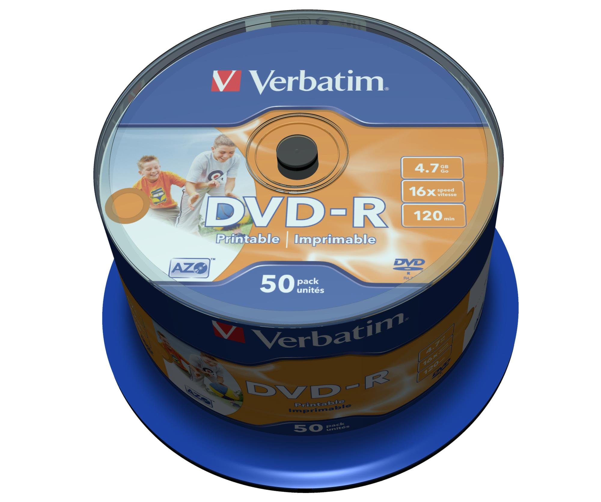 Verbatim 43533 DVD-R 4.7GB 16x Printable 50 Pack Spindle