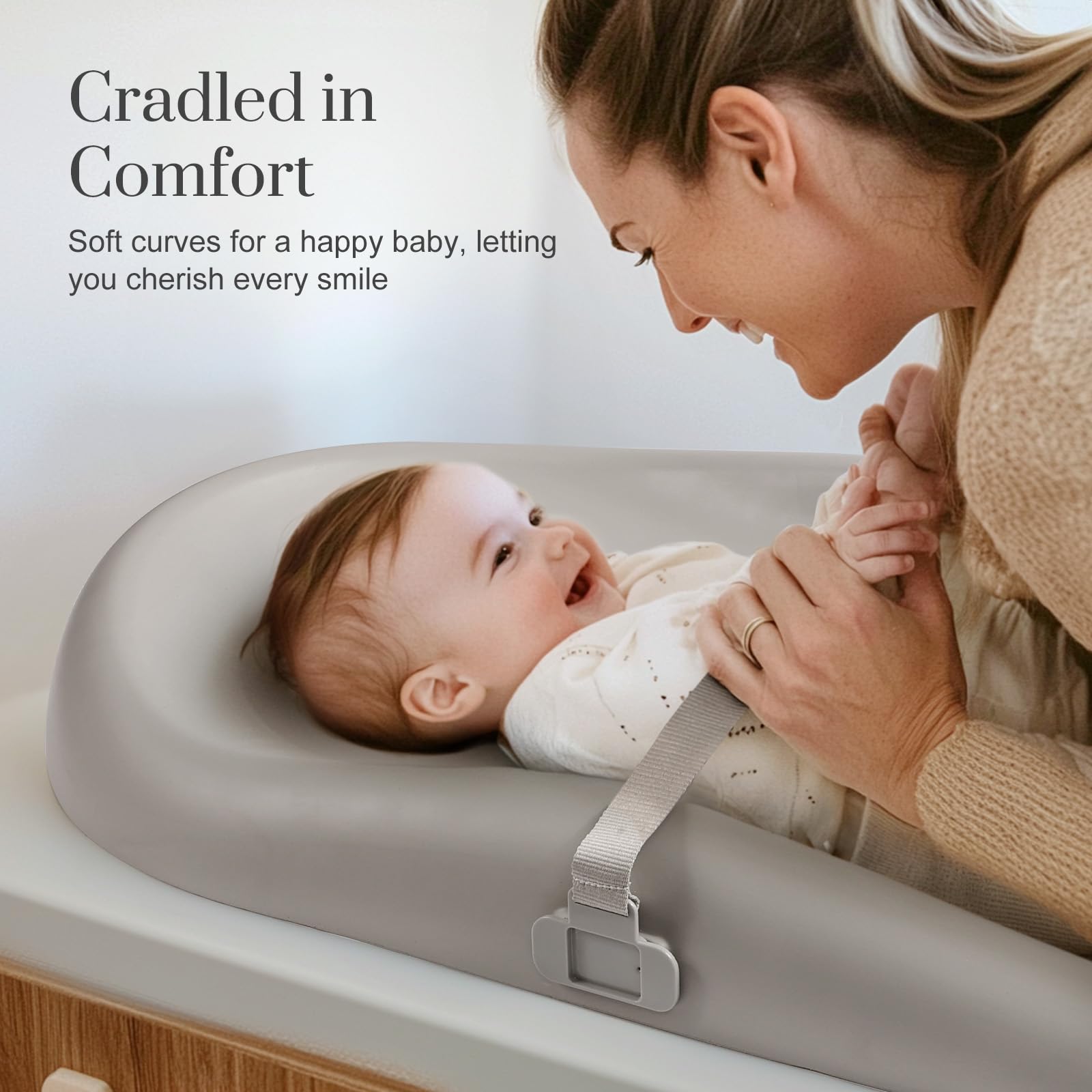 Wipe-Clean Changing Pad, Waterproof & Wipeable, Soft & Non-Slip Diaper Adjustable Safety Belt, Changing Pad for Dresser, Changing Table