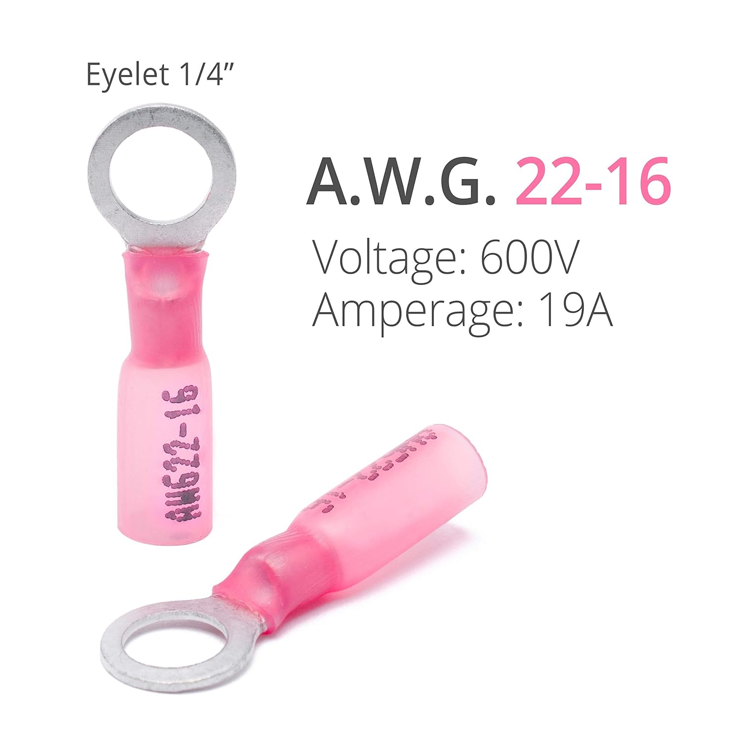 Wirefy Heat Shrink Ring Terminals 1/4" - Marine Grade Terminal Connectors - Waterproof Eyelet Wire Connectors - Red 22-16 AWG - 150 PCS - Image 3