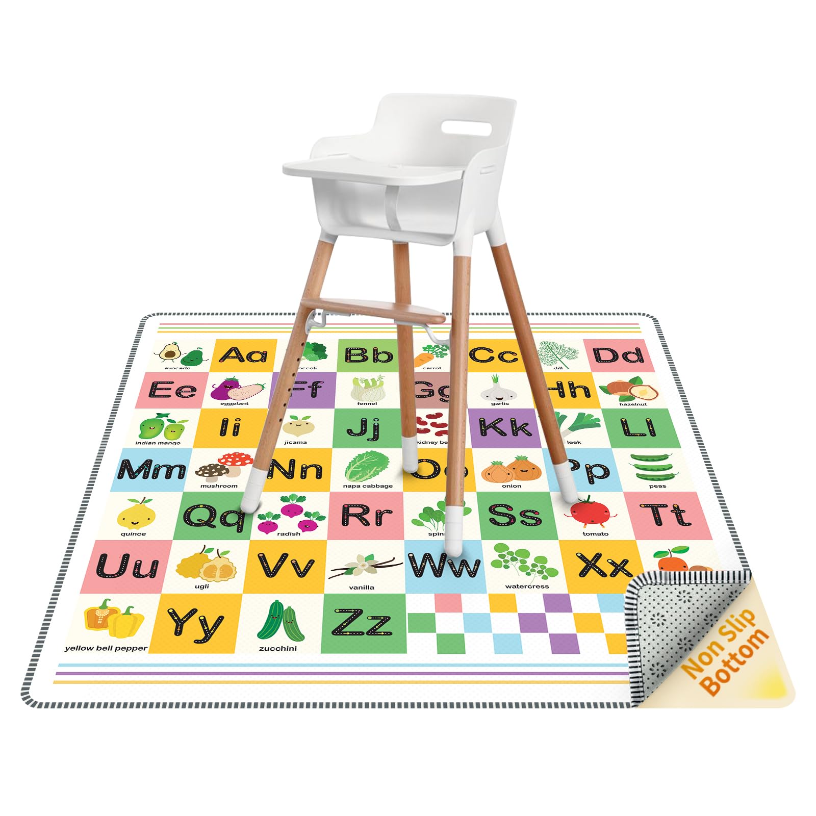 130cm Thick High Chair Mat 4 Layers Waterproof Mat with Non Slip Bottom, Disorder Mat for Art/Crafts/Painting/Games/Picnic, Easy to Clean