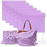 6 Pack Dust Bags for Handbags Silk Dust Cover Bag for Handbags Purses Shoes Boots, Silk Dustproof Drawstring Bag Travel Storage Pouch (Lavender, 19.6 × 15.7 in)