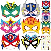 36 Packs Hero Theme Mask Craft Kits Mask Your Own Super Theme Hero Masks Funny DIY Paper Masks Art Craft Colored Paper Helmet Super Party Gifts for Kids for Home Classroom Game Activities Party Favors