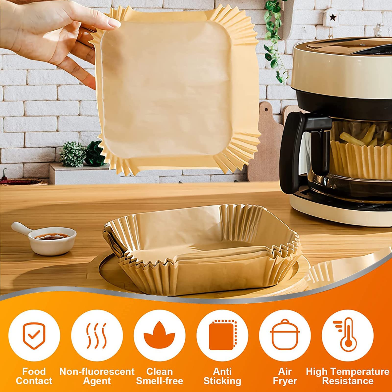 Air Fryer Parchment Paper Liners for COSORI 6Qt and Ninja 5QT AF141, 9 Inch 120Pcs Air Fryer Disposable Paper Liners for 5-8QT Basket, Non-Stick Air Fryer Paper Pads Oil Resistant