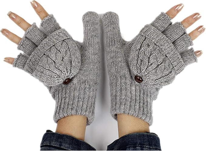 Amazon Eripro ミトン 手袋 レディース ニット てぶくろ 2way 指なし 手袋 防寒 カシミア 無地 裏起毛 グローブ 冬 紐付き スマホ対応 グレー 手袋 通販