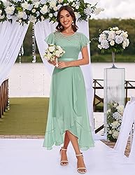 BeryLove Prom Dresses for Women Wedding Guest Ruffe