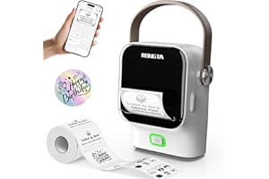 Rongta Bluetooth Label Maker Machine with Tape,Portable Wireless Labeler Machine,Handheld Sticker Maker for Barcode Labels,Home School Supplies,USB Rechargeable,Compatible with iOS/Android, White