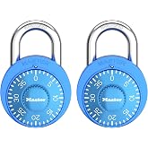 Master Lock Combination Padlock, Gym Locker Lock, 2-Pack, 1528BLUEC2 | Preset 3-Digit Combination Lock for Gym and School Lockers, Maximum Security for Valuables, Indoor Use, Blue Locks