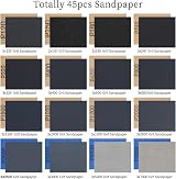 Tomoyuki 45 Sheet Sandpaper 120-7000 Grit Wet Dry Wood Metal Auto Polish 9x3.6in view 2