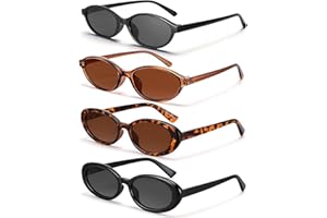 scenicamp 4 Pairs Retro Oval Cat Eye Sunglasses Women 90s Y2K Womens Trendy Narrow Shades Sunnies Vintage Designer protection