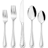 HaWare Silverware Set, 60-Piece Pearled Edge Stainless Steel Flatware for 12, Beading Tableware Cutlery Utensil for Home, Mirror Polished, Dishwasher Safe