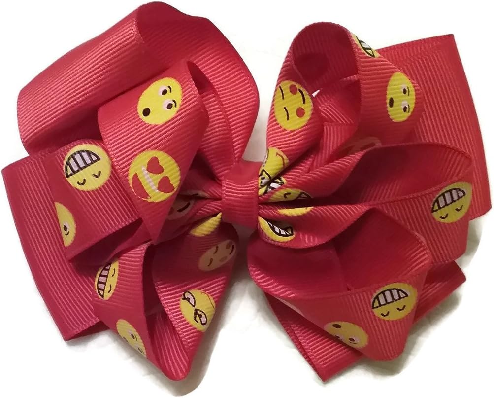 Cute Emoji Hair Bow (Red)