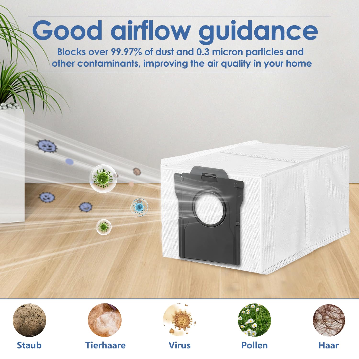 10 Staubbeutel für Dreame l40s pro ultra/L10s Ultra Gen 2/Gen 3,für Dreame X40/X50/L40S/L10/X20/X30/L50/Aqua10 Ultra,für Mova P50/E30/Z60/P10/V50 Roboter Staubsauger,Ersatz Zubehör Staubsaugerbeutel 5