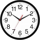 Rohioue Wall Clock Analog 10 Inch Black Battery Operated Silent Clock | Easy To Read, Non Ticking, Round, Accurate, Kitchen, Living Room, Classroom, Office, School