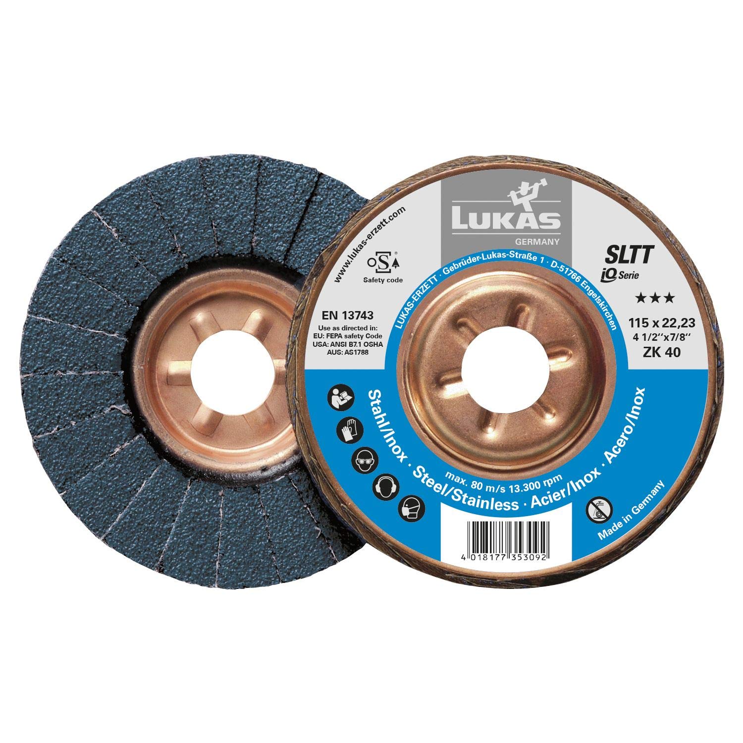 Lukas SLTT A27201250600065 Sanding Plate Zirconia Corundum Diameter 125 mm Grain 60