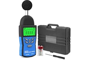 GOLDCHAMP Decibel Meter Sound Level Meter 30-130dB Sound Tester AC/DC Output with 5 Digits LCD Display dBA/DBC Noise Tester, Fast/Slow Selection for Sound Quality Control GC-882A