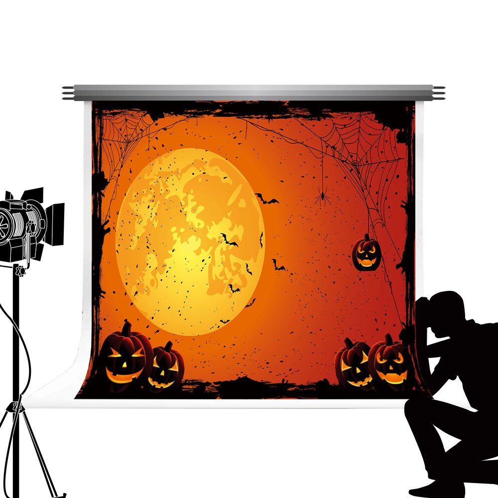Kate Happy Halloween Backdrop Photo Halloween Decoration for Party Hallowmas Microfiber Backdrop Pumpkin Lantern Photocall Moon Night Hanging Photo Booth 7x5ft/2.2x1.5m